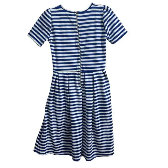 Lularoe Amelia Blue, Gray With White Stripe Dress Size Medium NWT Nautical Vacay - Picture 6 of 8